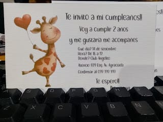 Foto real invitacion de cumpleaños