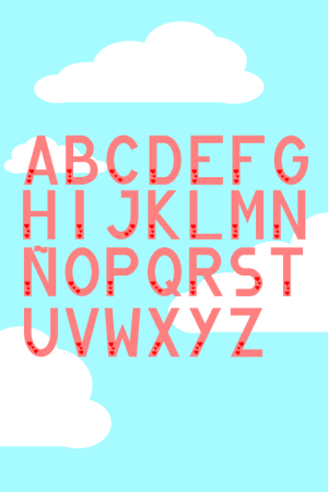 Abecedario decorativo con corazones - Letras