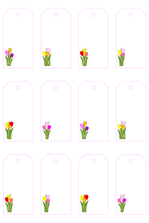 Etiquetas colgantes con dibujo de tulipanes - 4 x 8