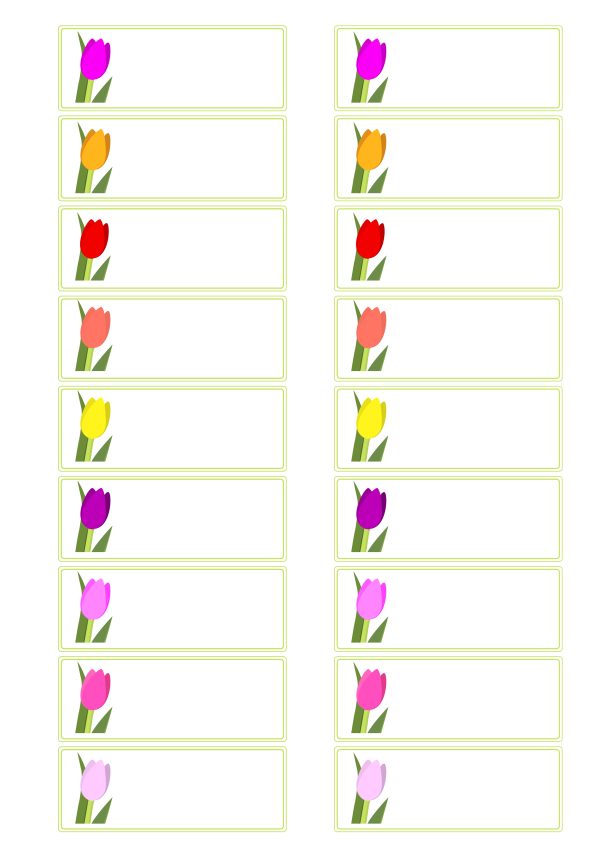 Etiqueta organización cocina horizontal con tulipán