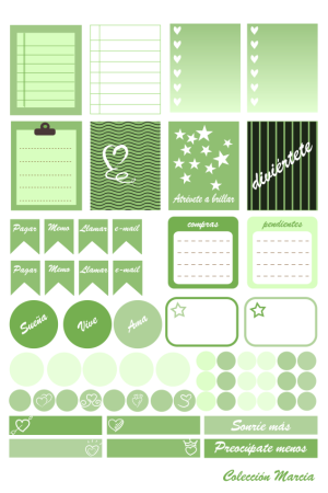 Stickers para agenda Verde