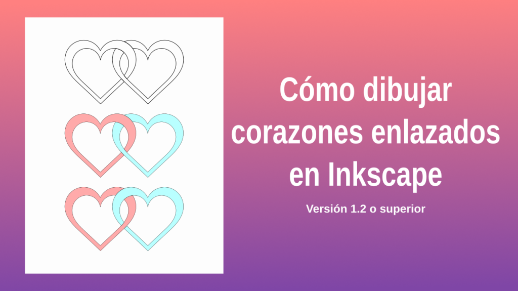 Corazones enlazados - Dibujo vectorial paso a paso